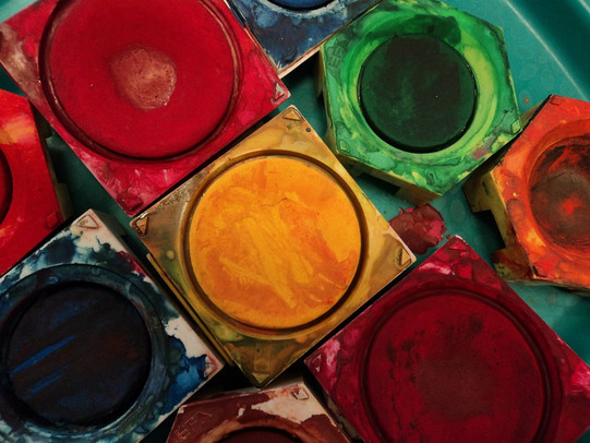 Used water colors shot from above