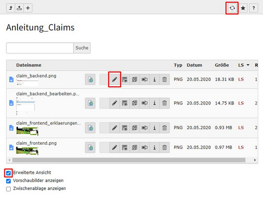 Screenshot des TYPO3-Backends zeigt Hinterlegung von Metadaten im Modul Dateiliste.