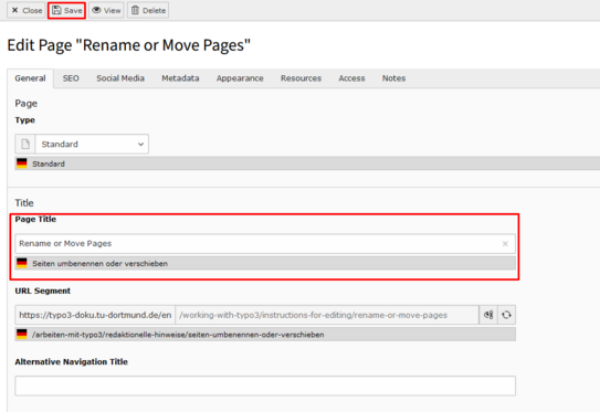 Change Page Title
